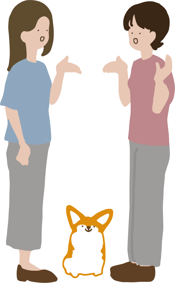 会員や専門家と交流イラスト